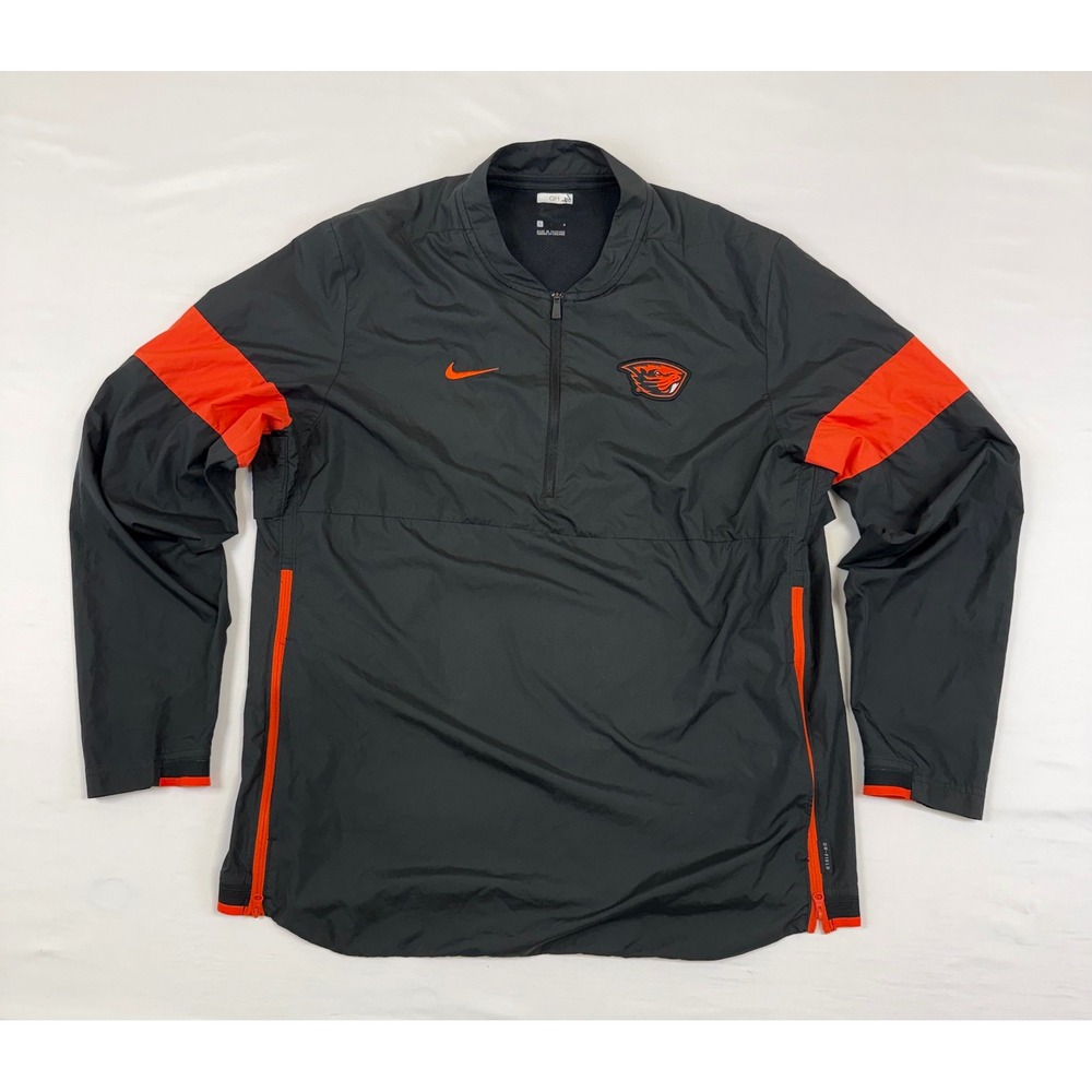 Nike Oregon‎ State Beavers Mens Large Black Orange On-Field Quarter-Zip Jacket